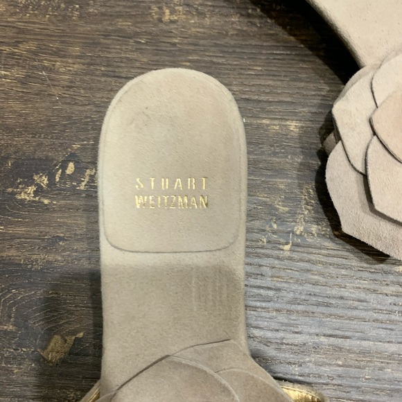 Stuart Weitzman Suede Flower Sandals Size 7 - Picture 3 of 8